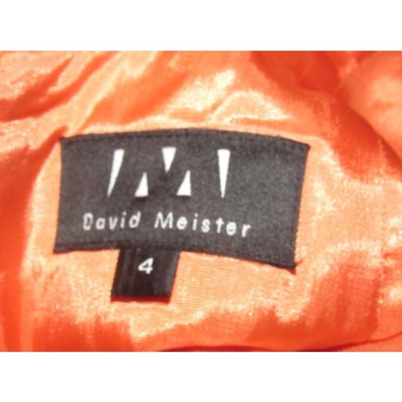 David Meister Orange With Metallic Floral Brocade Print Silk With A Halter Top - Picture 11 of 12